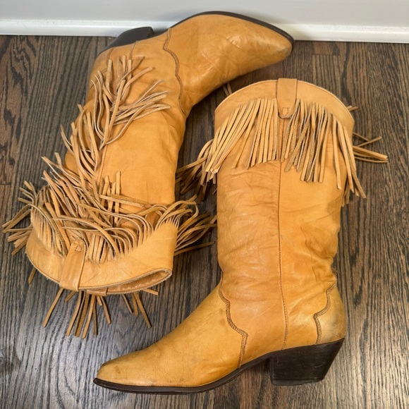 Vintage Dingo leather fringe western boots size 7 - Picture 7 of 8